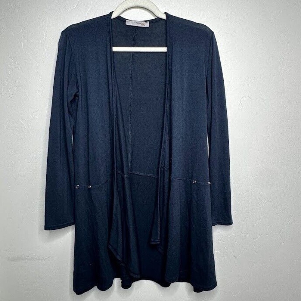 Womens Cardigan Quinze Heures Paris‎ Trente Blue Made in France Long Lightweight